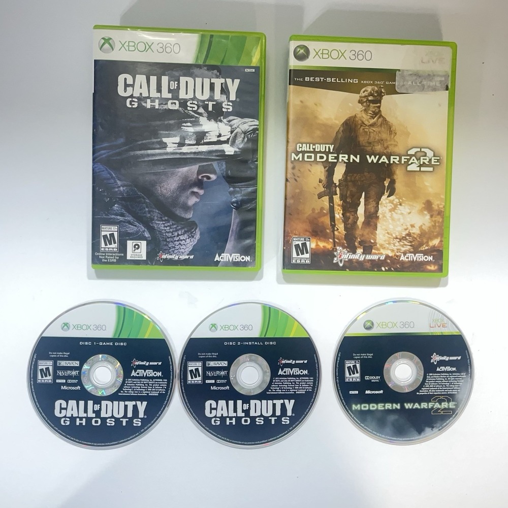 XBOX 360 Video Game Lot - Call of Duty Modern Warfare 2 & Ghosts